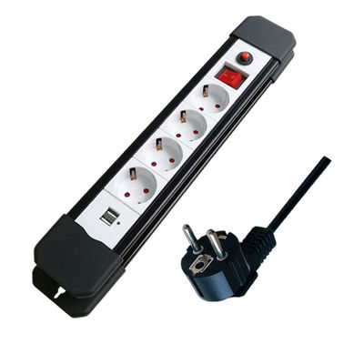 품질  EU 4 residential/general purpose german outlets with usb power extension cord with surge protector overload protector power strip 공장